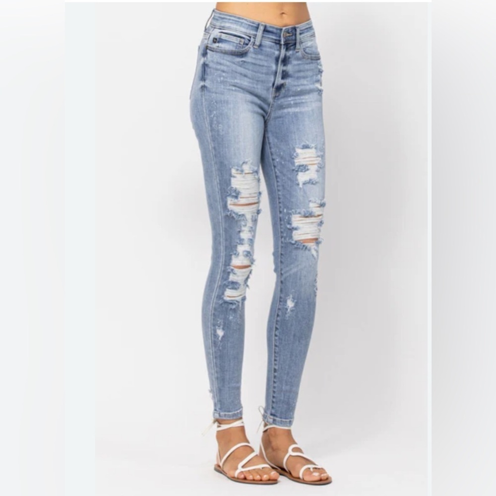 Judy Blue Dad Jean Boyfriend Fit Straight Leg Distressed High-Rise Sz 11/30